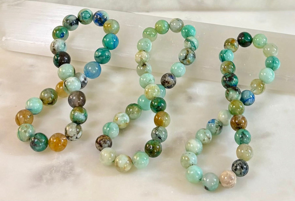 Ocean Horizon: Natural Fynchenite 8mm Gemstone Stretch Bracelet