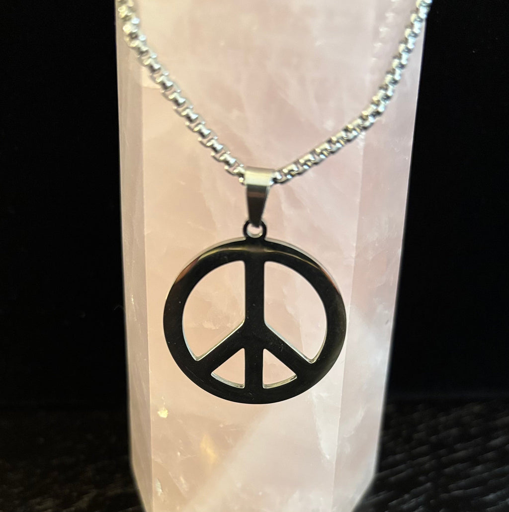 Peace Sign Stainless Steel Pendant Necklace – Bold & Empowering