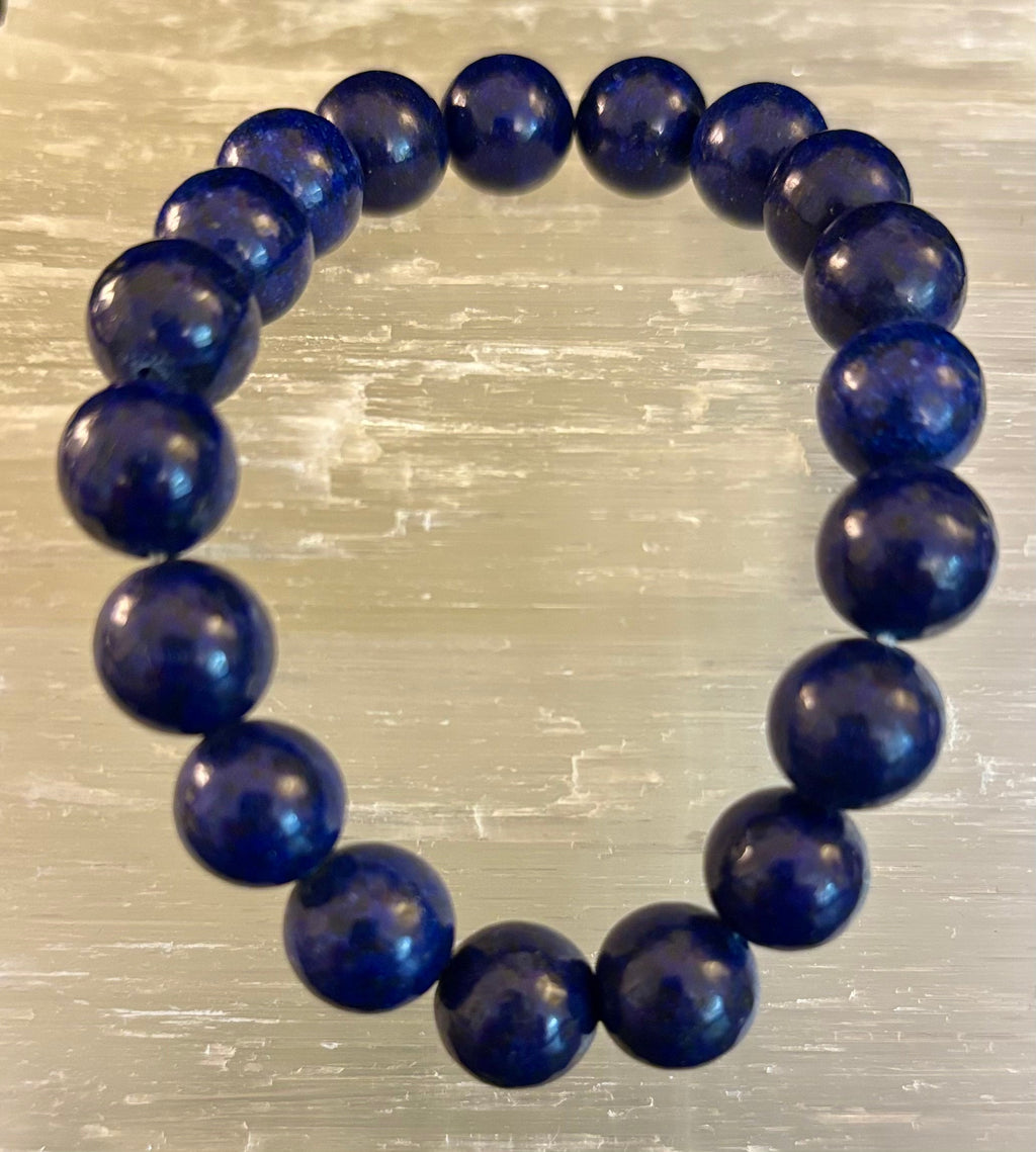 Reiki-Infused Natural Lapis Lazuli Bracelet for Truth, Inner Wisdom & Mindful Focus (8mm, 10mm & 12mm)