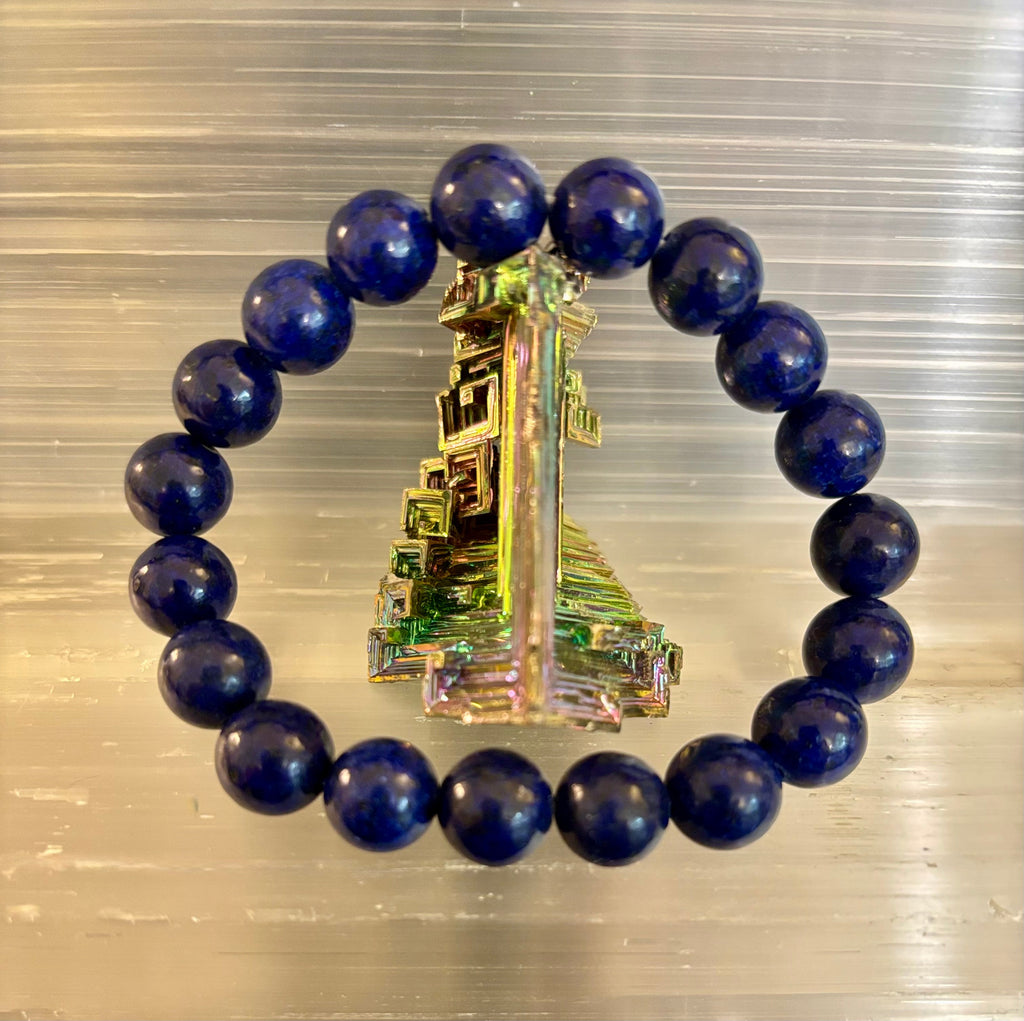 Reiki-Infused Natural Lapis Lazuli Bracelet for Truth, Inner Wisdom & Mindful Focus (8mm, 10mm & 12mm)