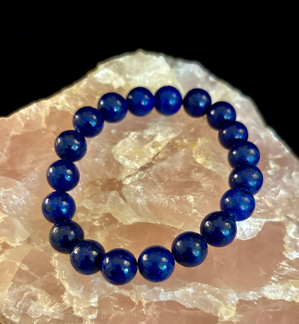 Reiki-Infused Natural Lapis Lazuli Bracelet for Truth, Inner Wisdom & Mindful Focus (8mm, 10mm & 12mm)