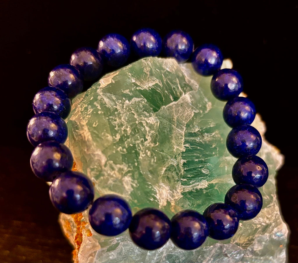Reiki-Infused Natural Lapis Lazuli Bracelet for Truth, Inner Wisdom & Mindful Focus (8mm, 10mm & 12mm)
