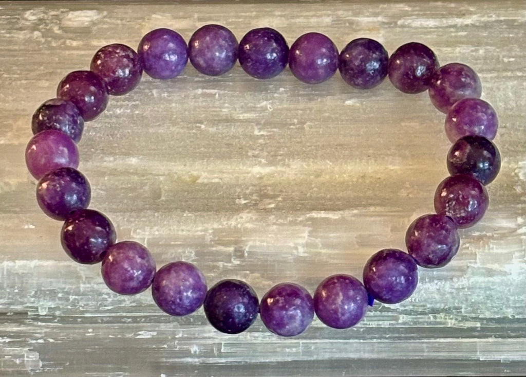 Reiki-Infused Natural Lepidolite Bracelet for Stress Relief, Emotional Balance & Nervous System Calm (8mm)