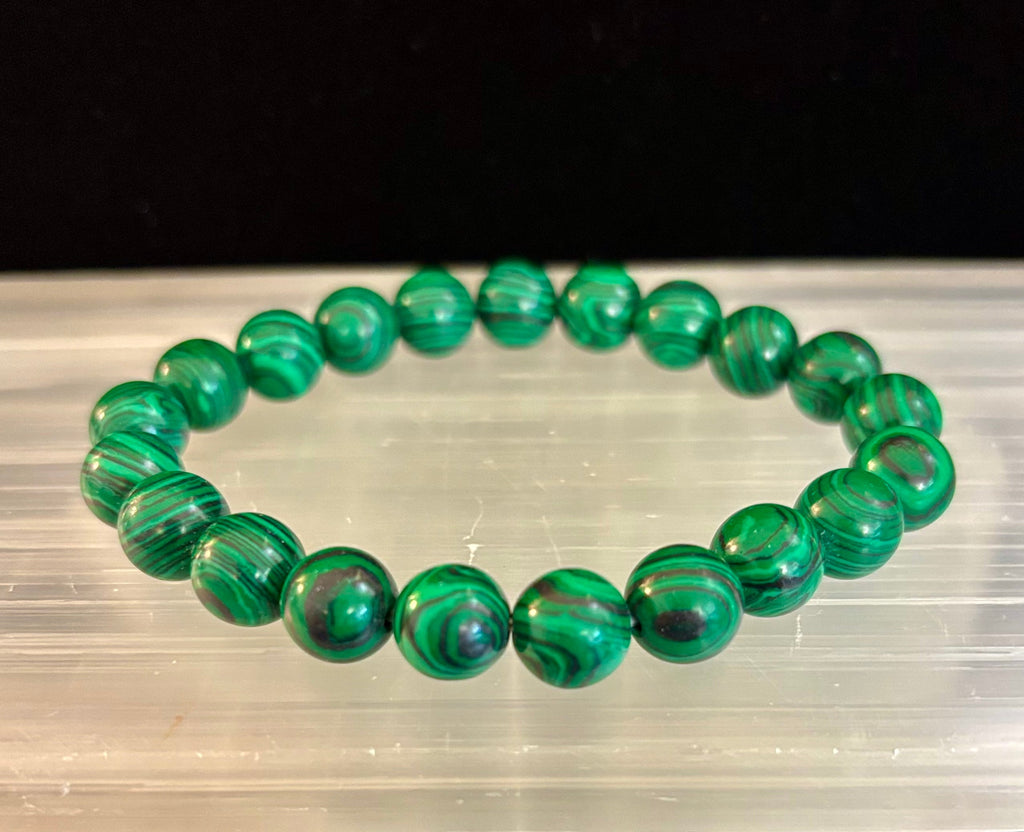 Reiki-Infused Natural Malachite Bracelet for Deep Transformation, Aura Protection & Emotional Healing (8mm & 10mm)