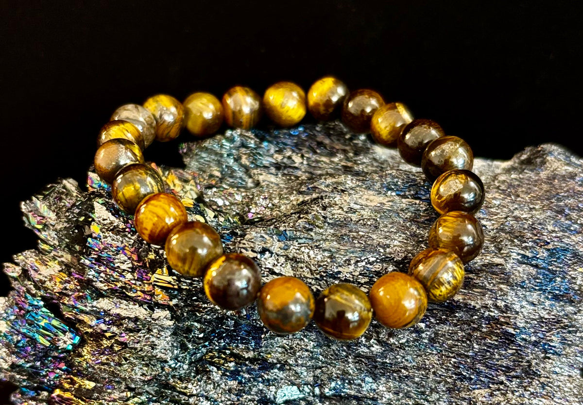 Reiki-Infused Natural Tiger Eye Bracelet for Courage, Focus & Grounded Power (8mm & 10mm)