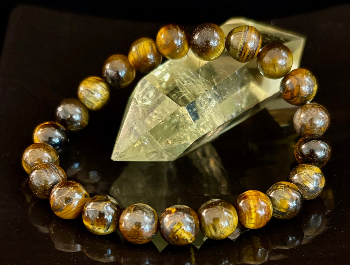 Reiki-Infused Natural Tiger Eye Bracelet for Courage, Focus & Grounded Power (8mm & 10mm)