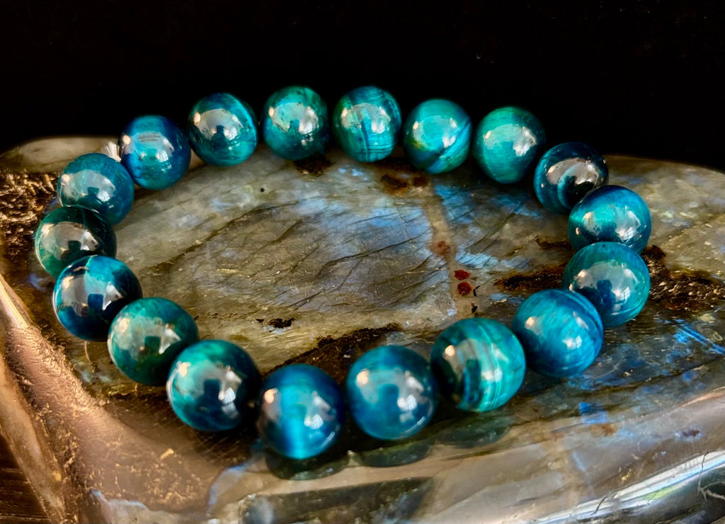 Reiki-Infused Natural Blue Tiger Eye Bracelet for Calm Confidence, Focus & Strategic Clarity (8mm & 10mm)