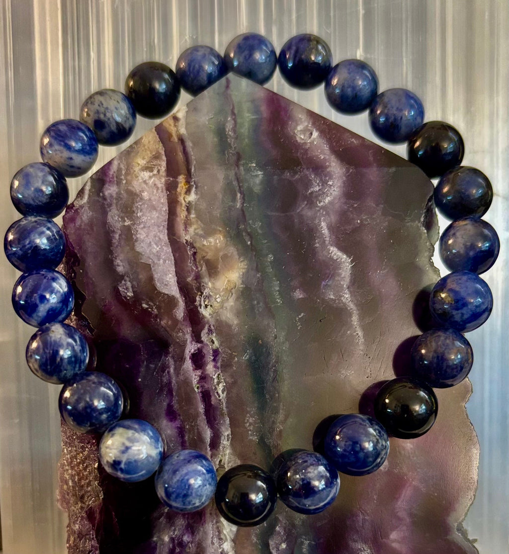 Reiki-Infused Natural Sodalite Bracelet for Intuition, Truthful Communication & Mental Clarity (8mm & 12mm)