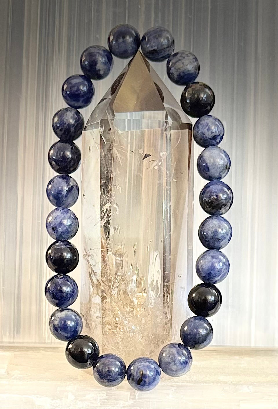 Reiki-Infused Natural Sodalite Bracelet for Intuition, Truthful Communication & Mental Clarity (8mm & 12mm)