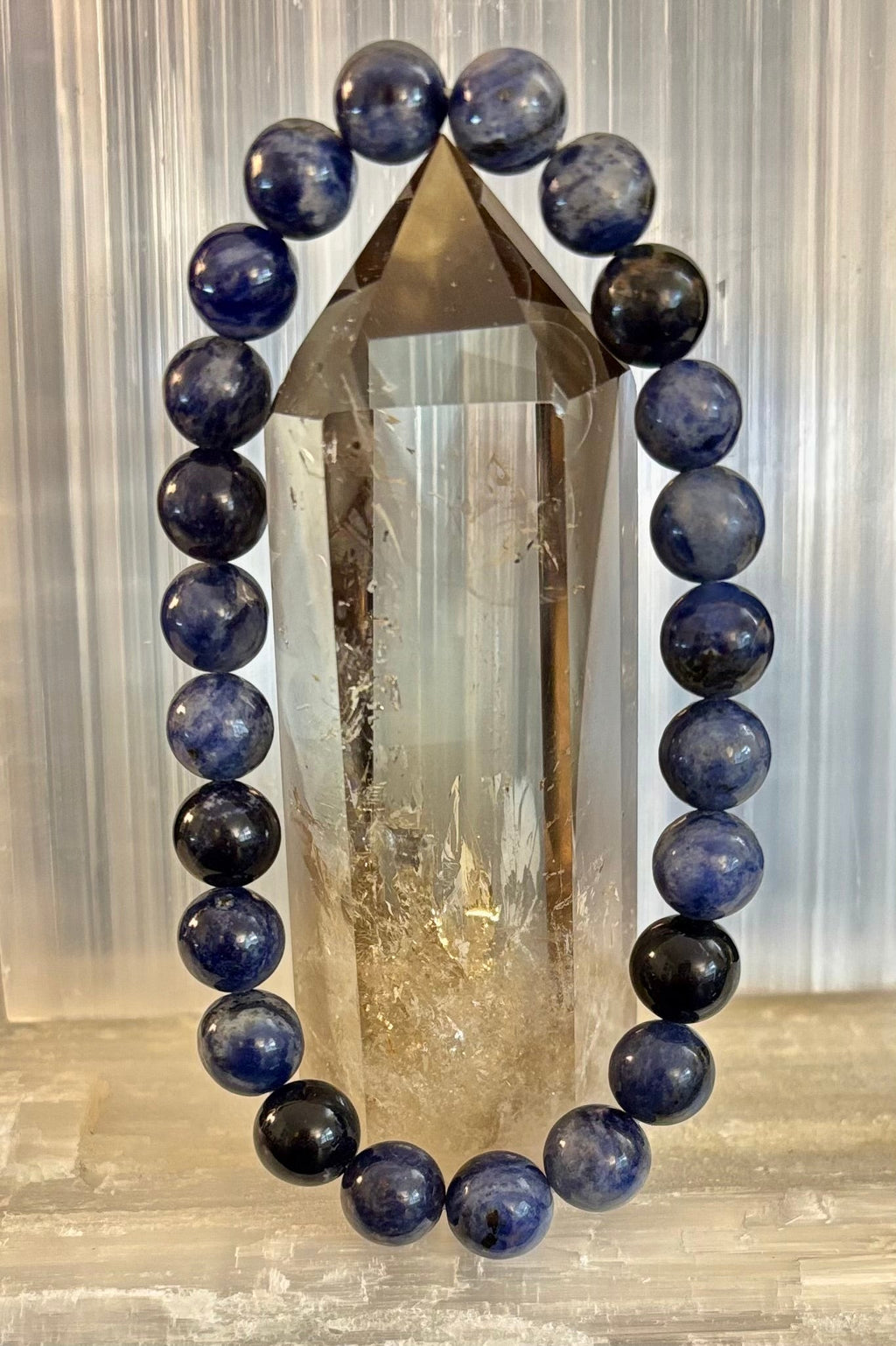 Reiki-Infused Natural Sodalite Bracelet for Intuition, Truthful Communication & Mental Clarity (8mm & 12mm)