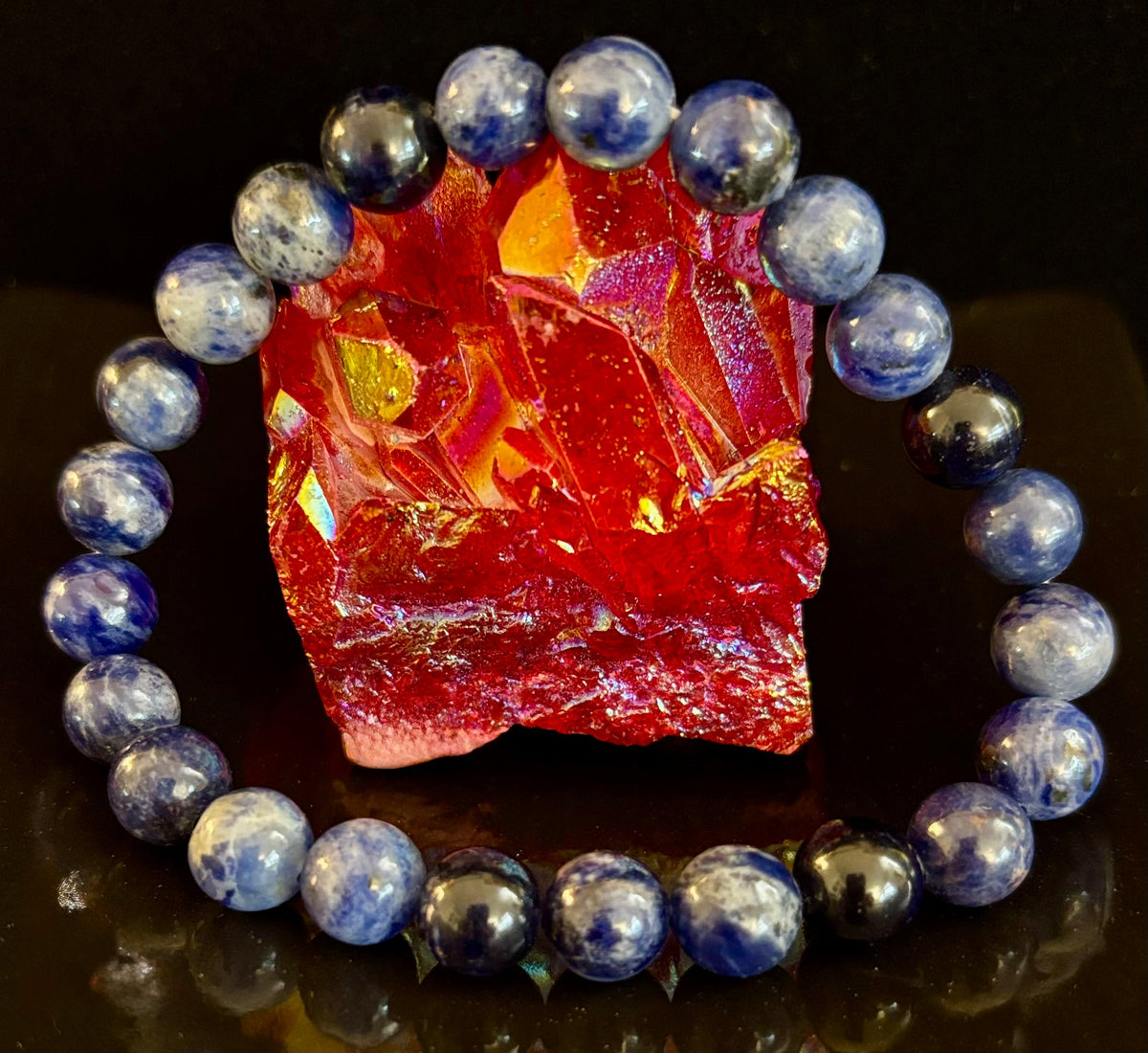 Reiki-Infused Natural Sodalite Bracelet for Intuition, Truthful Communication & Mental Clarity (8mm & 12mm)