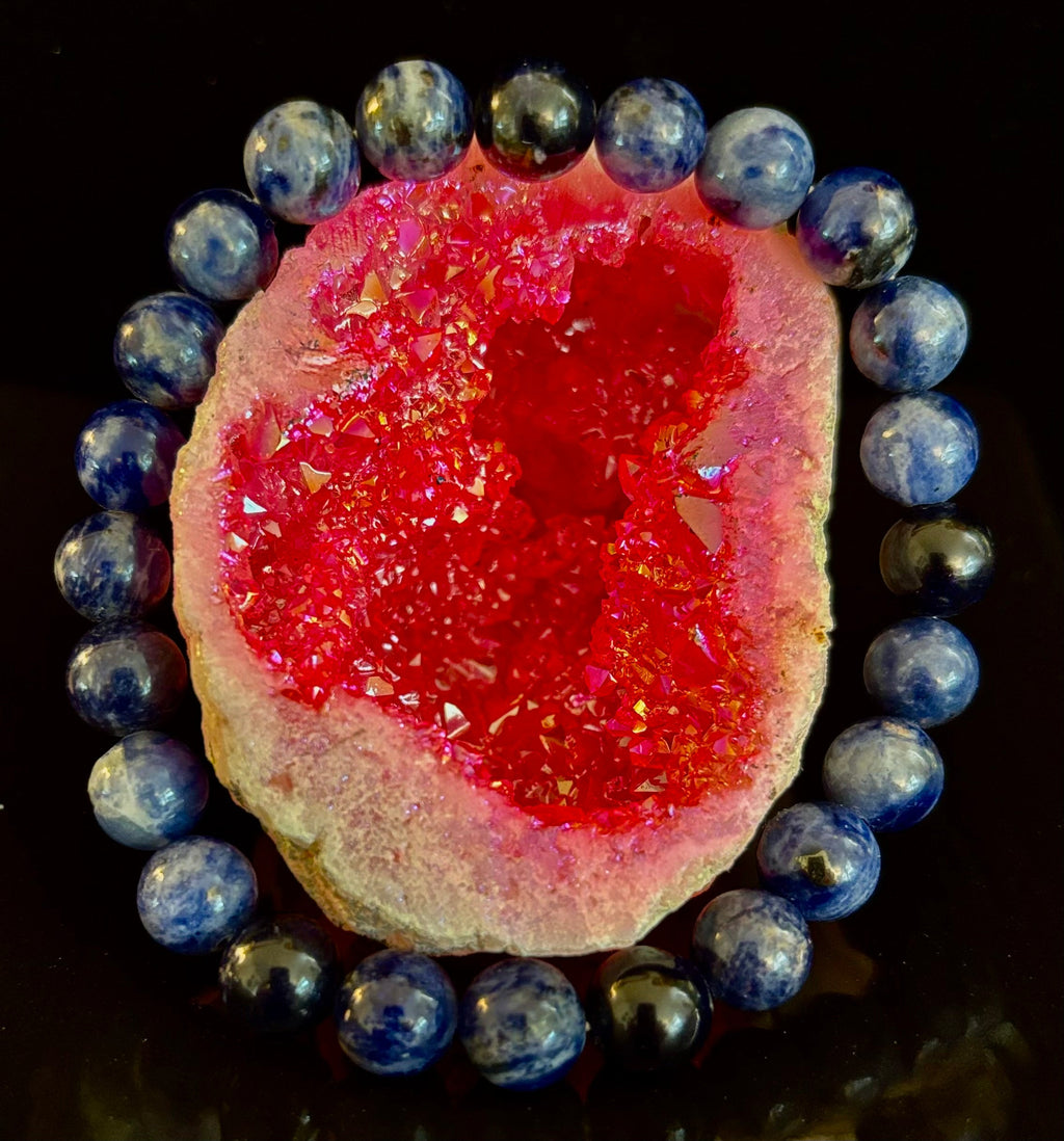 Reiki-Infused Natural Sodalite Bracelet for Intuition, Truthful Communication & Mental Clarity (8mm & 12mm)
