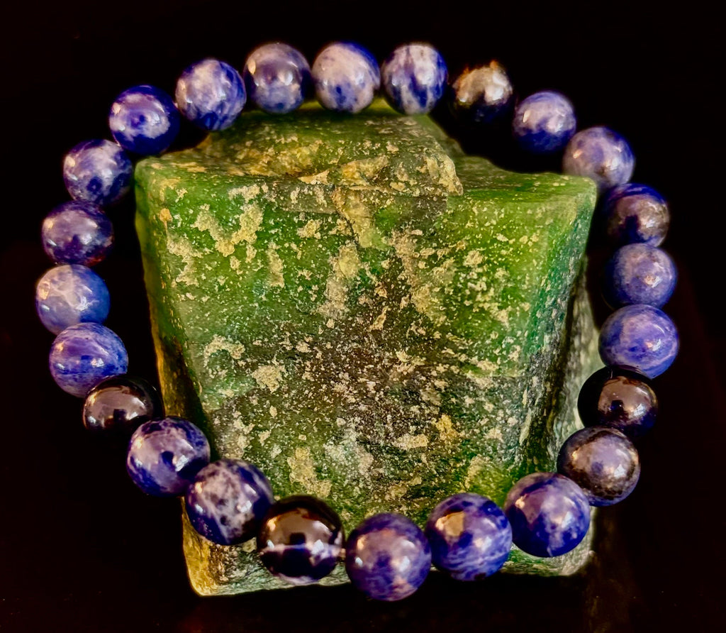 Reiki-Infused Natural Sodalite Bracelet for Intuition, Truthful Communication & Mental Clarity (8mm & 12mm)