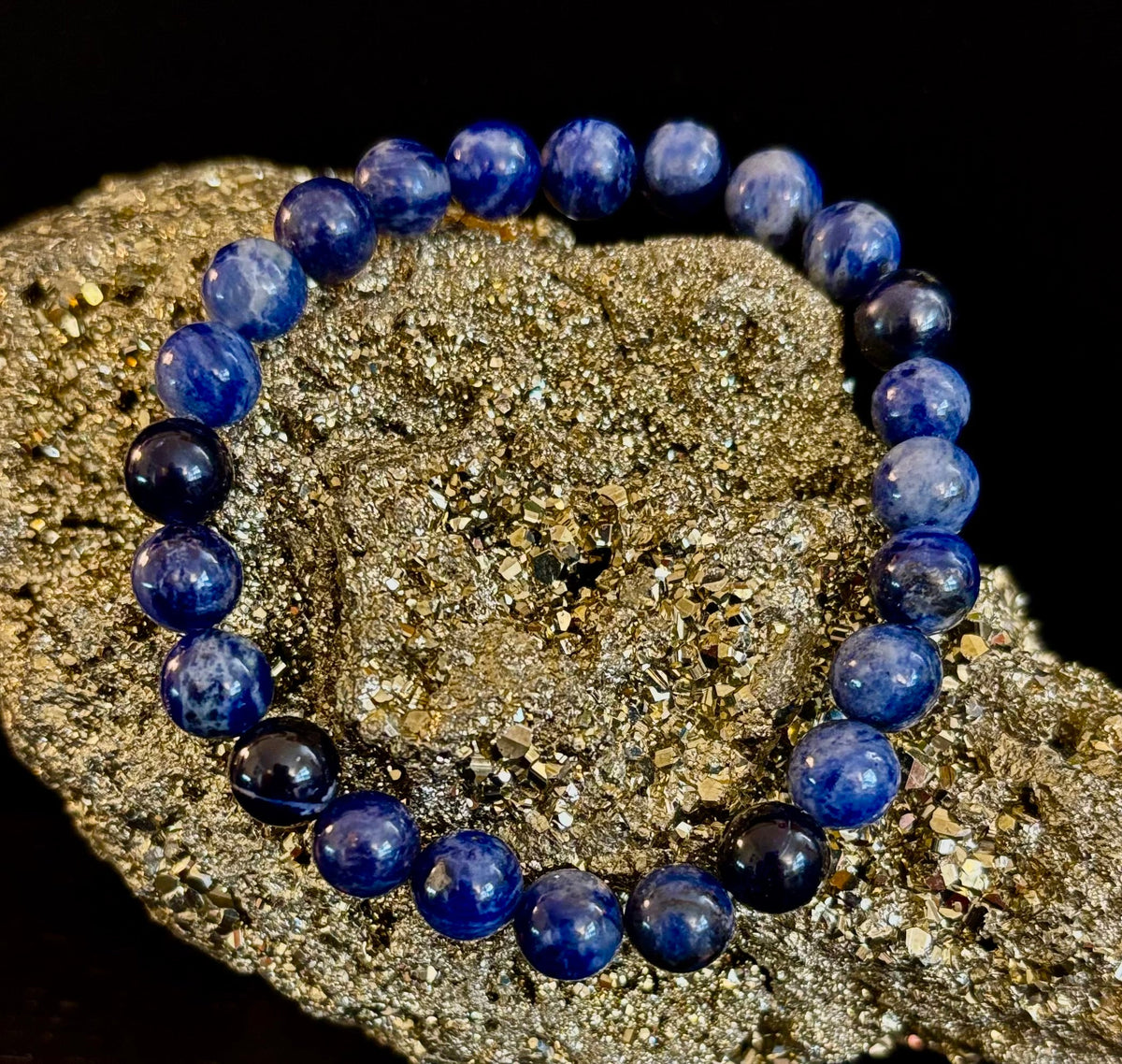 Reiki-Infused Natural Sodalite Bracelet for Intuition, Truthful Communication & Mental Clarity (8mm & 12mm)