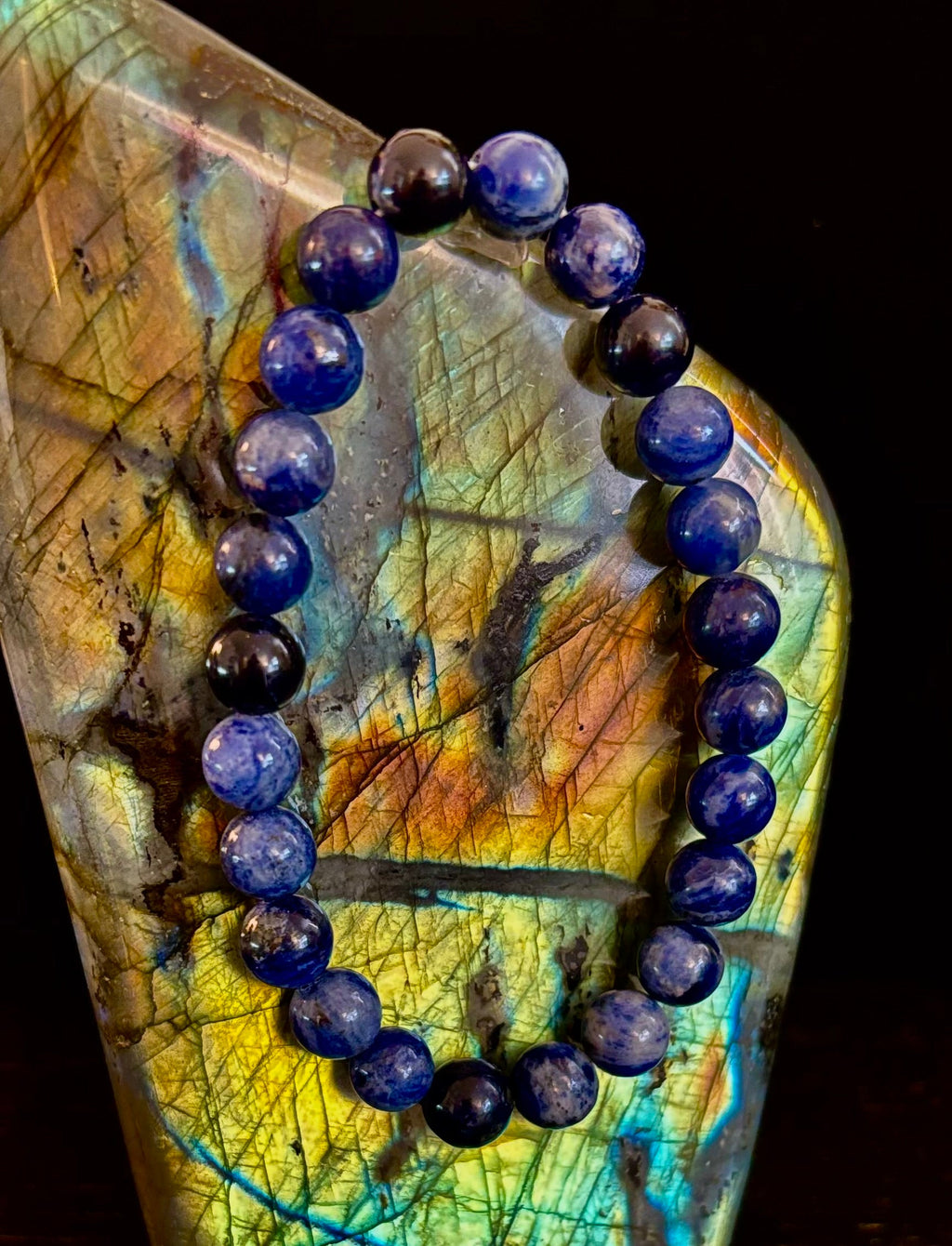 Reiki-Infused Natural Sodalite Bracelet for Intuition, Truthful Communication & Mental Clarity (8mm & 12mm)