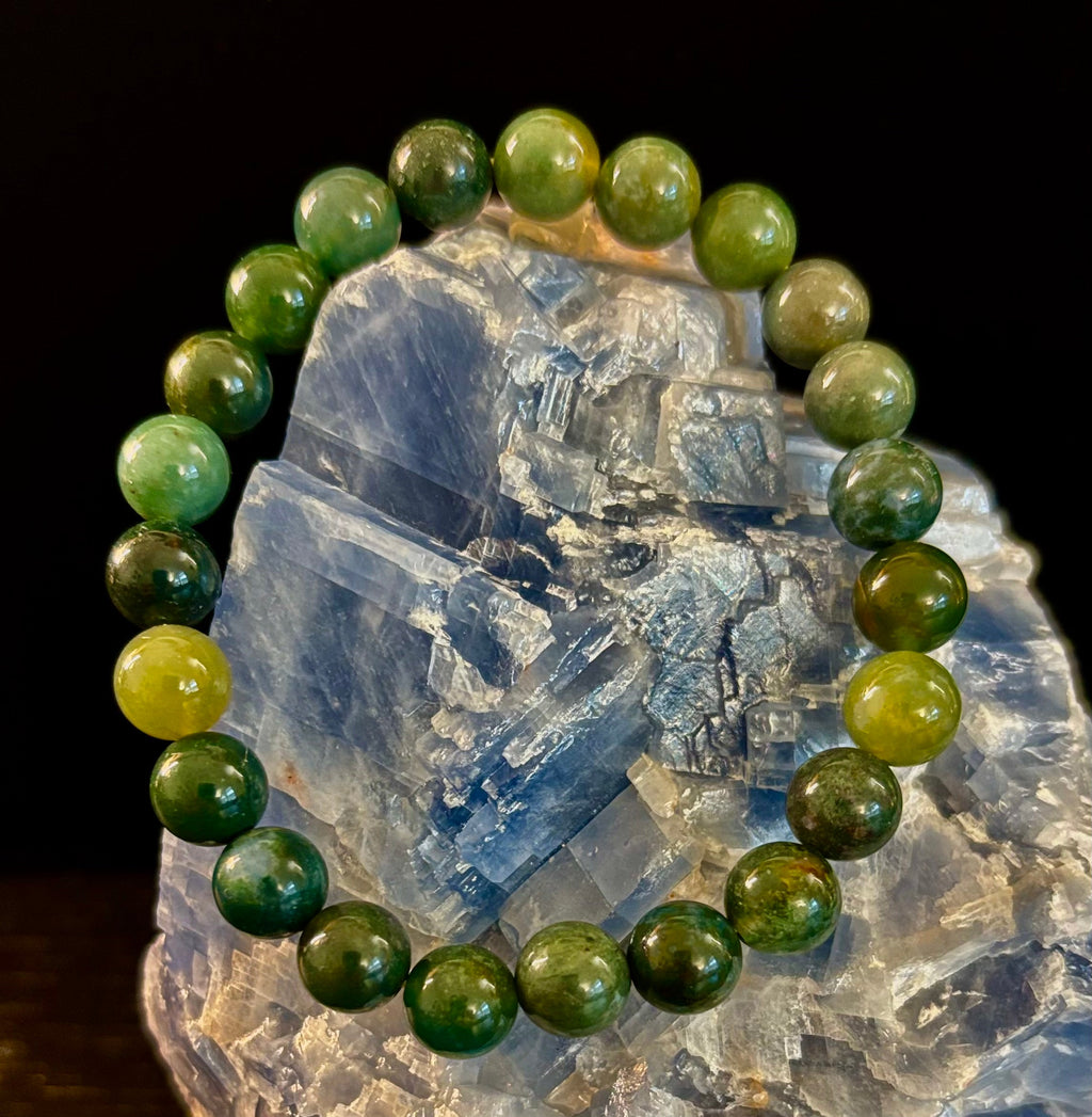 Reiki-Infused Natural Moss Agate Bracelet for New Beginnings, Abundance, Heart Chakra Healing & Steady Growth (8mm & 10mm)