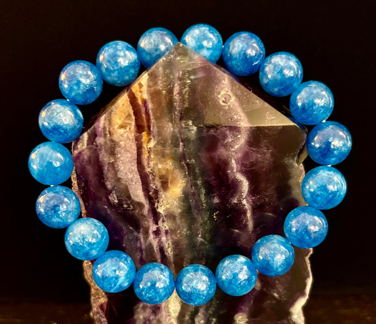 Reiki-Infused Natural Blue Apatite Bracelet for Inspiration, Creative Focus & Expressive Truth (8mm & 10mm)