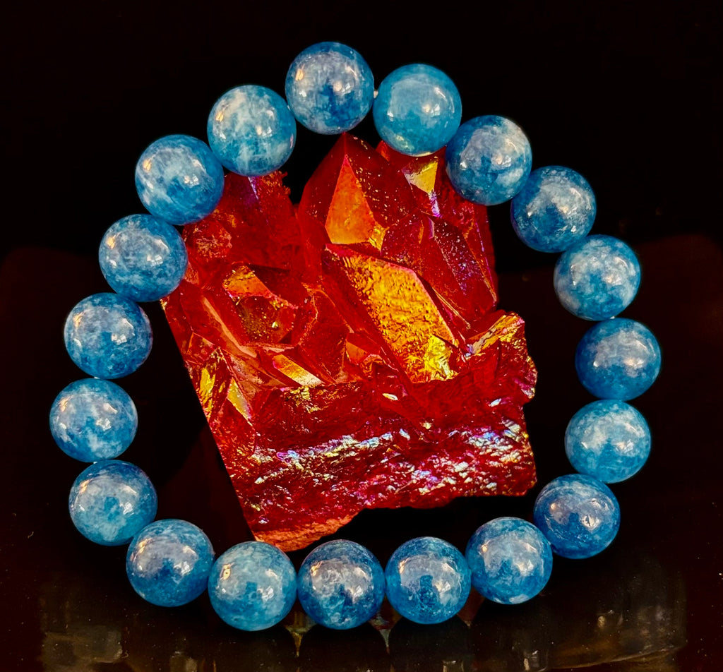 Reiki-Infused Natural Blue Apatite Bracelet for Inspiration, Creative Focus & Expressive Truth (8mm & 10mm)