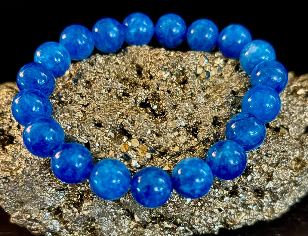 Reiki-Infused Natural Blue Apatite Bracelet for Inspiration, Creative Focus & Expressive Truth (8mm & 10mm)