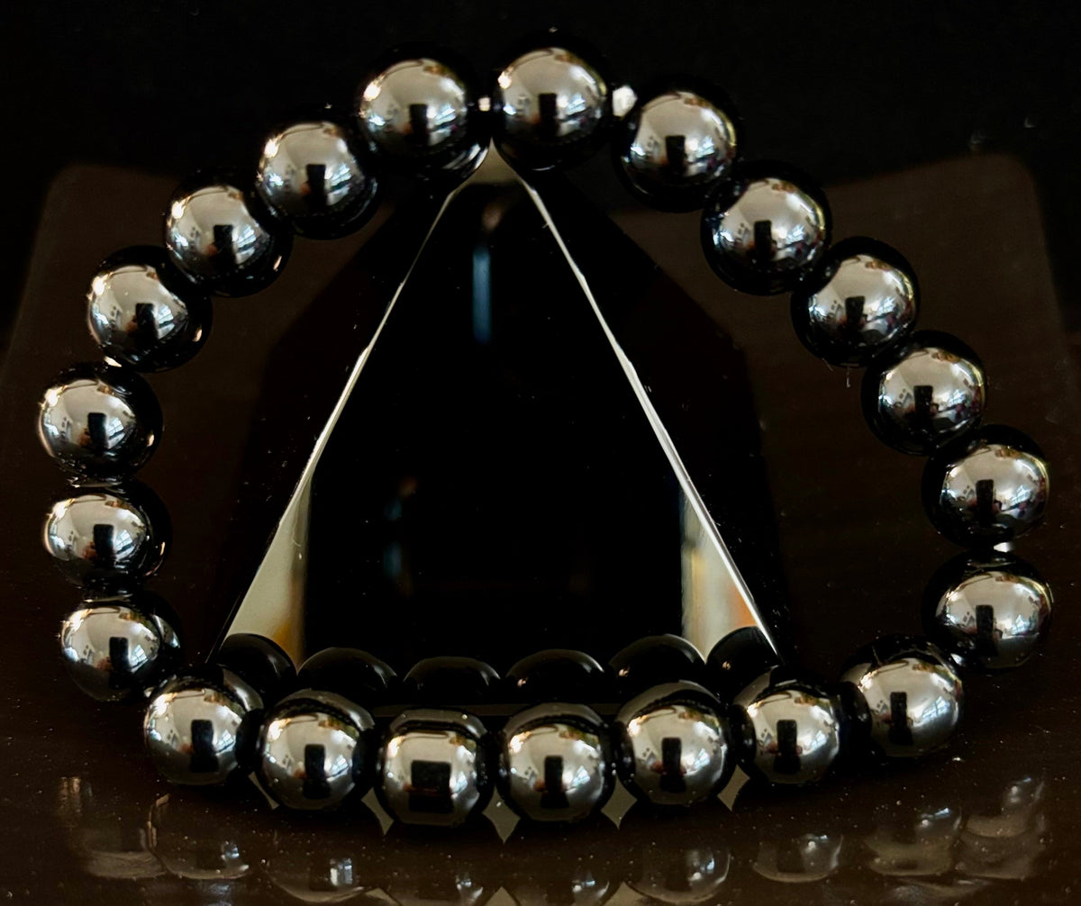 Black Onyx 8mm & 10mm Reiki-Infused Protection & Grounding Bracelet