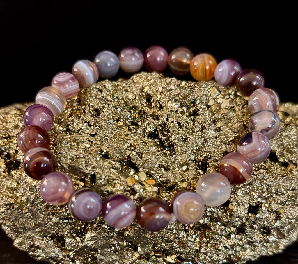 Reiki-Infused Natural Botswana Agate Bracelet for Emotional Healing, Comfort & Stress Relief (8mm)