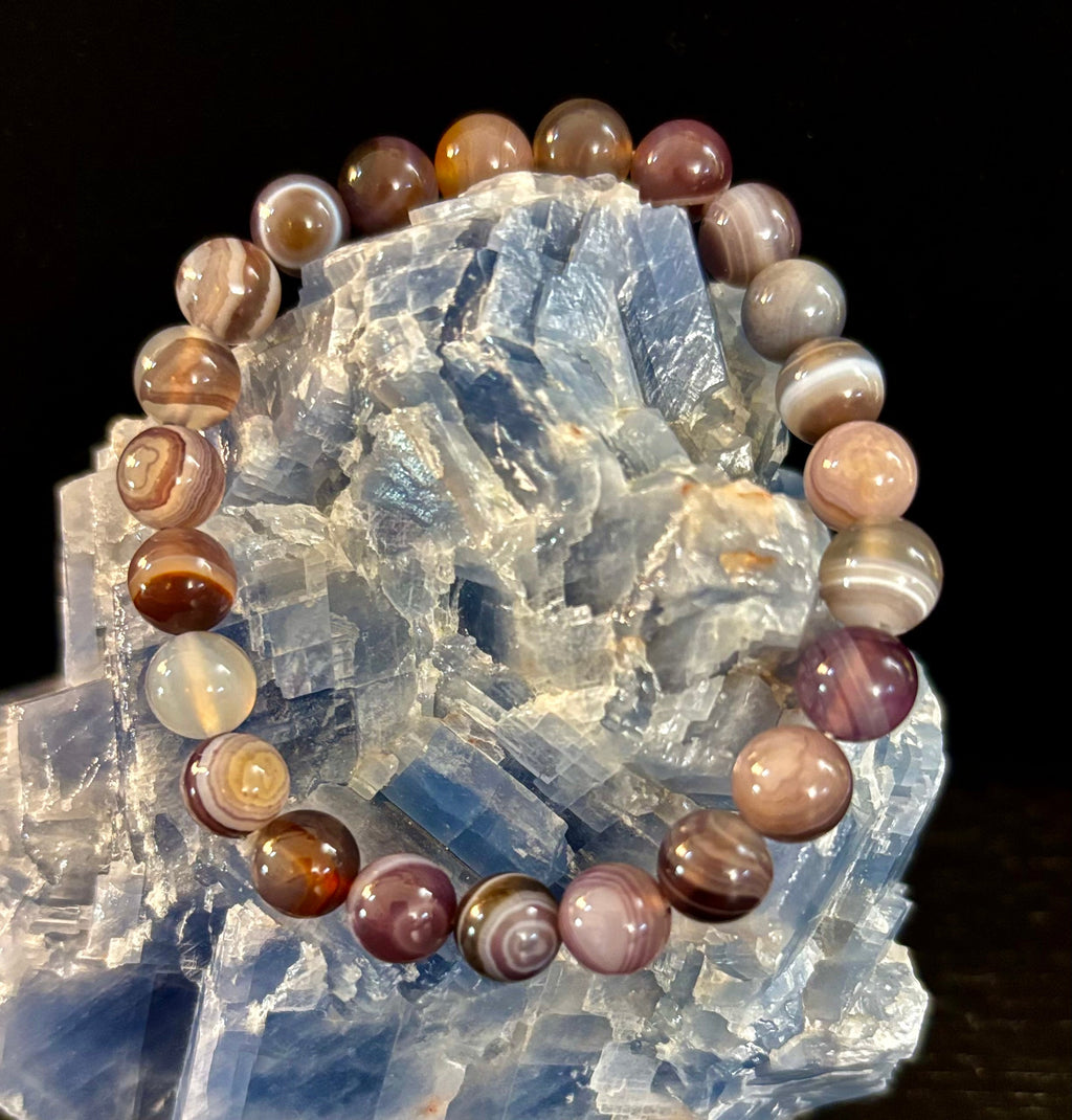 Reiki-Infused Natural Botswana Agate Bracelet for Emotional Healing, Comfort & Stress Relief (8mm)
