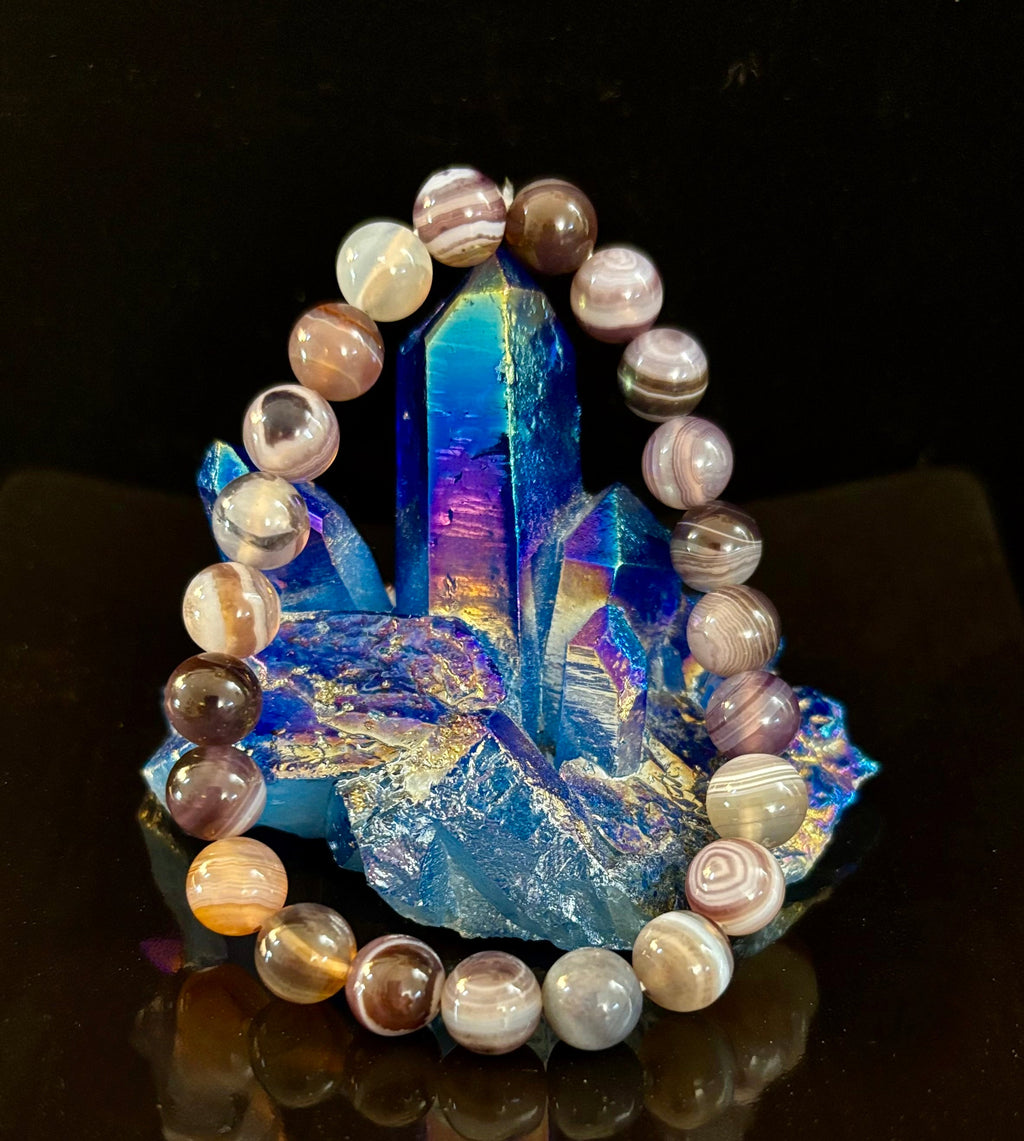 Reiki-Infused Natural Botswana Agate Bracelet for Emotional Healing, Comfort & Stress Relief (8mm)