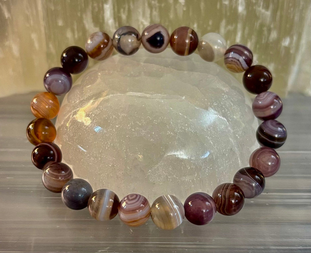 Reiki-Infused Natural Botswana Agate Bracelet for Emotional Healing, Comfort & Stress Relief (8mm)