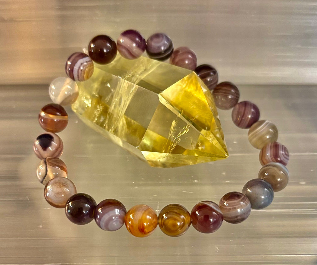 Reiki-Infused Natural Botswana Agate Bracelet for Emotional Healing, Comfort & Stress Relief (8mm)