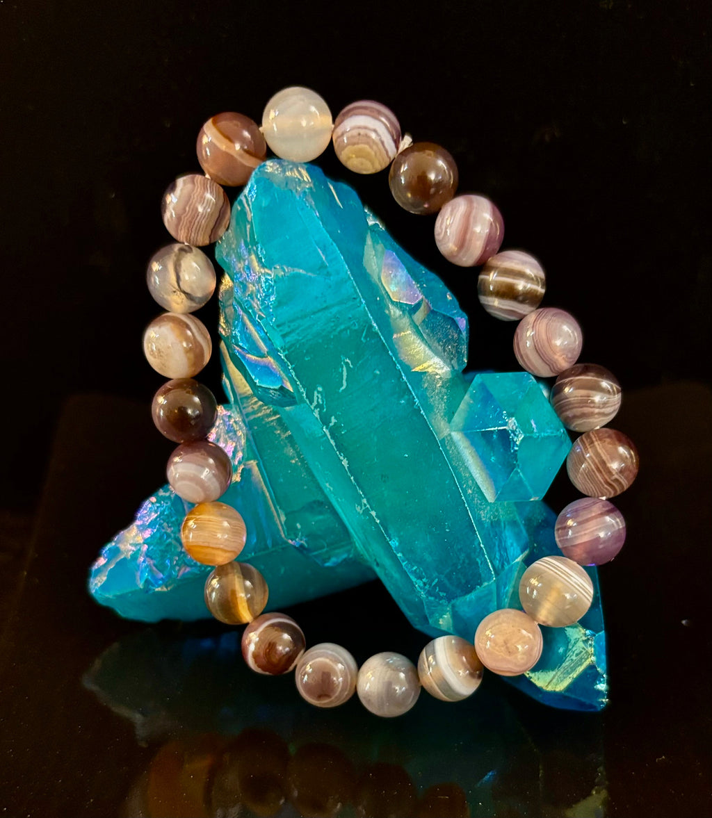 Reiki-Infused Natural Botswana Agate Bracelet for Emotional Healing, Comfort & Stress Relief (8mm)