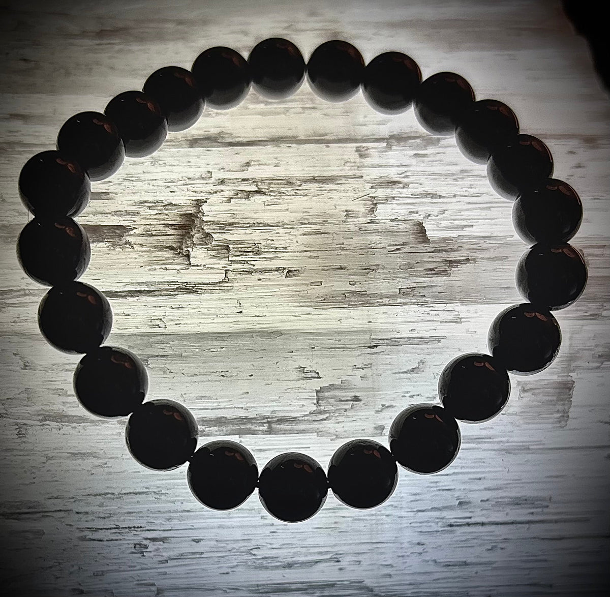 Reiki-Infused Natural Jet Bracelet for Psychic Protection, Grief Support & Lightweight Grounding (8mm)