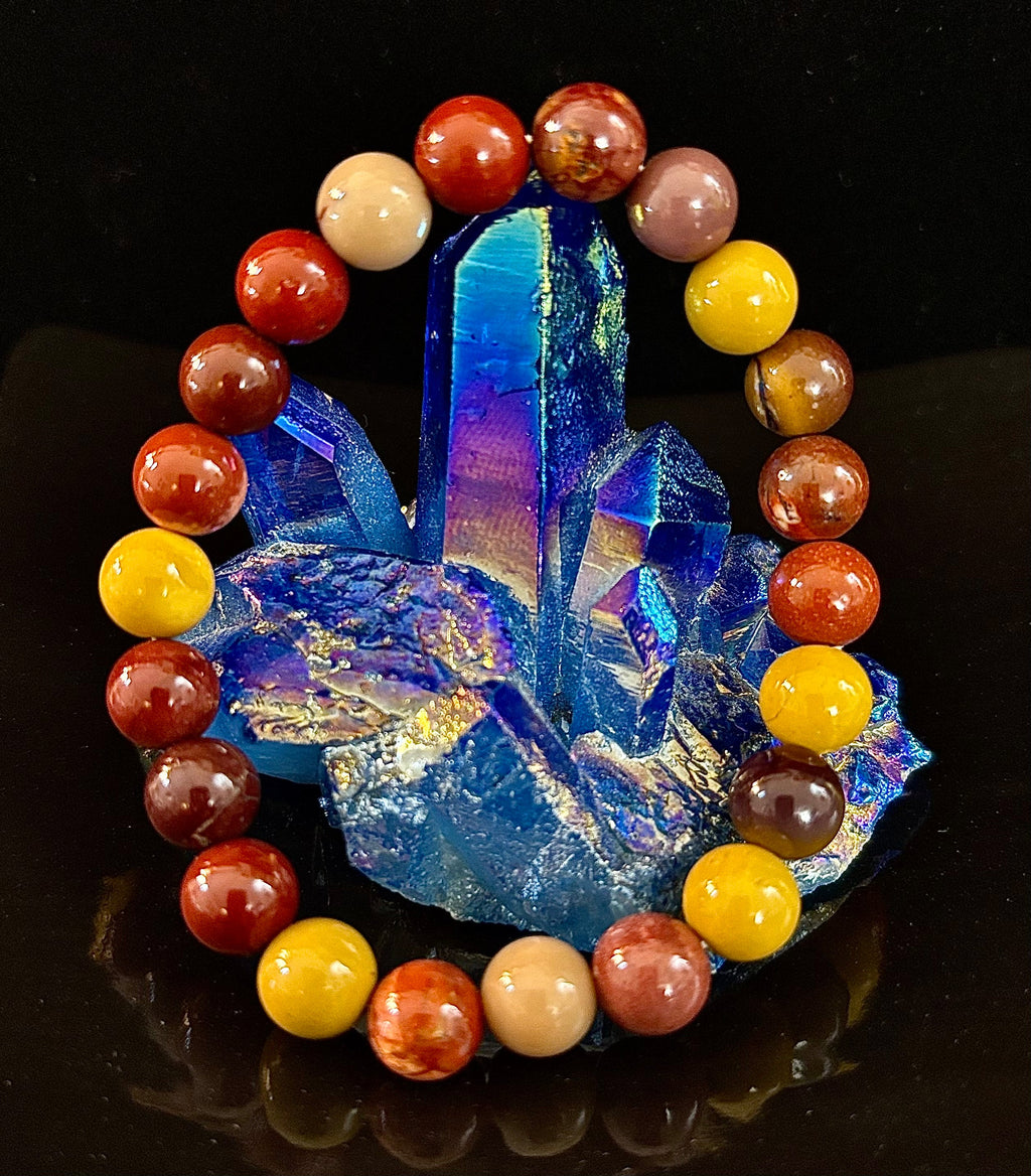 Reiki-Infused Australian Mookaite Jasper Bracelet for Vitality, Grounded Decision-Making & Embracing Change (8mm)