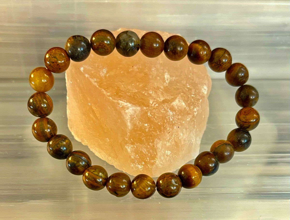 Reiki-Infused Natural Tiger Iron Bracelet for Endurance, Grounded Courage & Vitality (8mm)