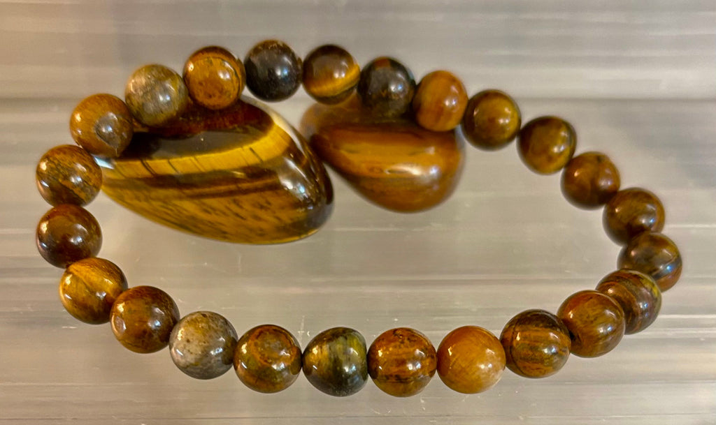 Reiki-Infused Natural Tiger Iron Bracelet for Endurance, Grounded Courage & Vitality (8mm)