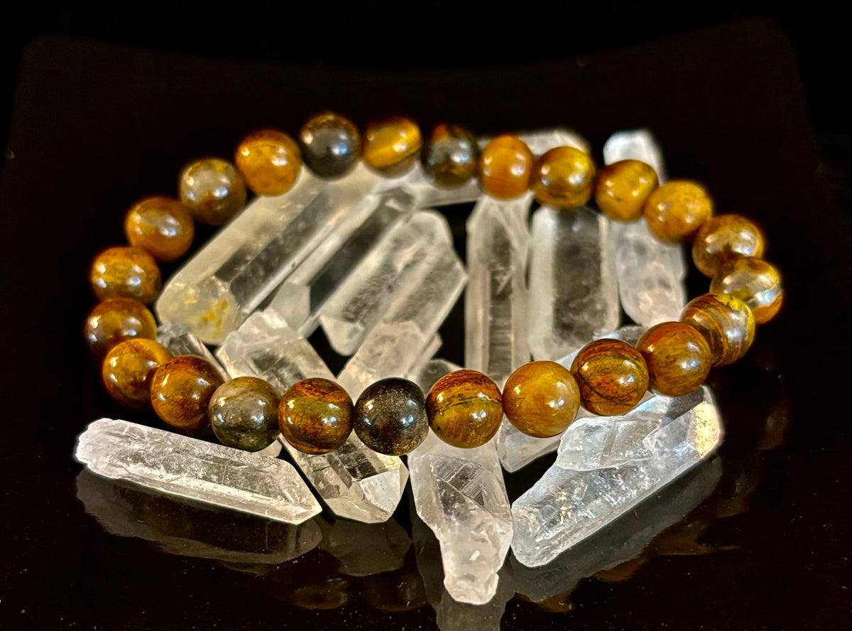 Reiki-Infused Natural Tiger Iron Bracelet for Endurance, Grounded Courage & Vitality (8mm)