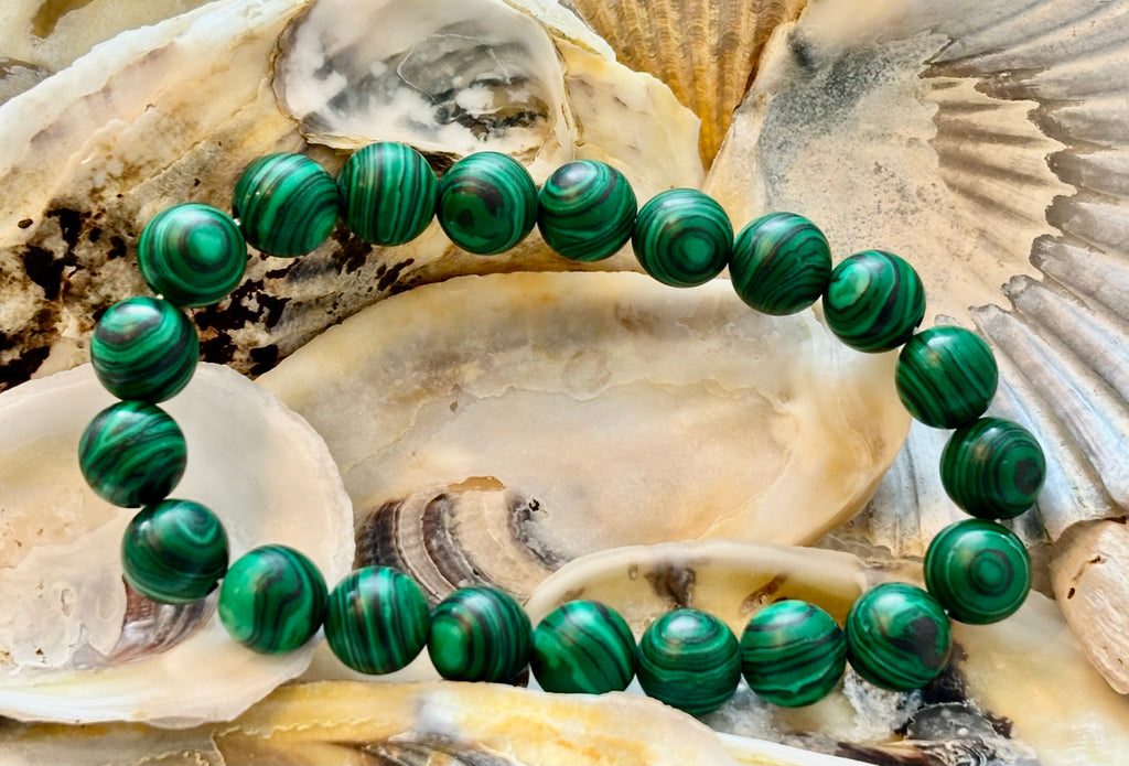 Reiki-Infused Natural Malachite Bracelet for Deep Transformation, Aura Protection & Emotional Healing (8mm & 10mm)