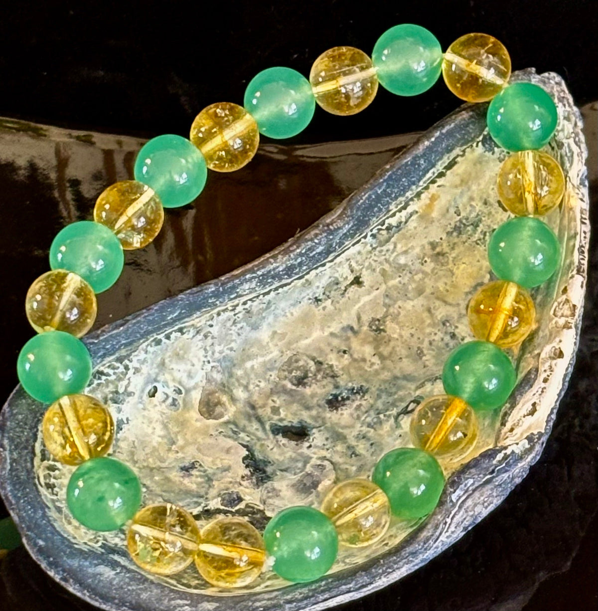 Reiki-Infused Citrine & Green Aventurine Bracelet for Abundance, Manifestation & Prosperity (8mm)