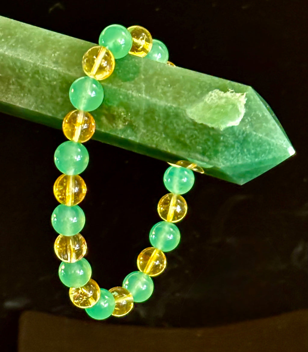 Reiki-Infused Citrine & Green Aventurine Bracelet for Abundance, Manifestation & Prosperity (8mm)