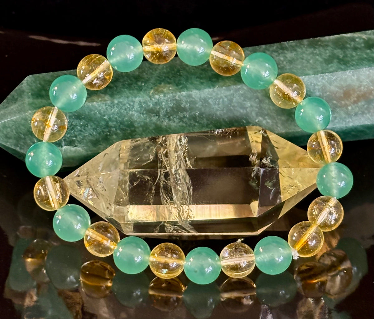 Reiki-Infused Citrine & Green Aventurine Bracelet for Abundance, Manifestation & Prosperity (8mm)