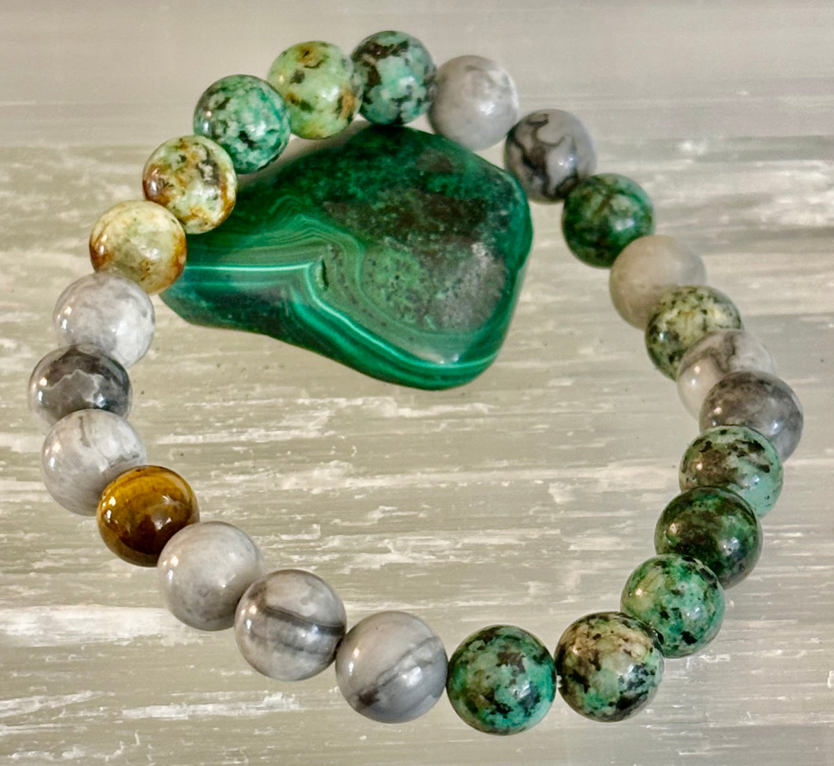 Reiki-Infused Tranquil Power Bracelet for Evolution, Grounding & Courageous Confidence (8mm - Large Wrists)