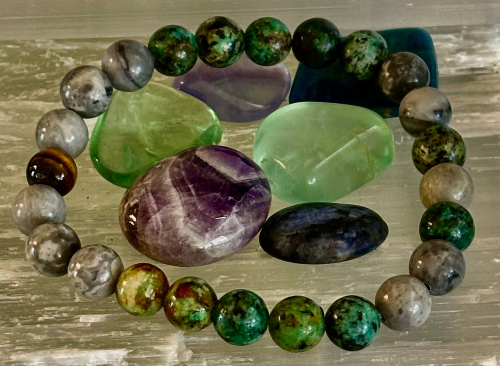 Reiki-Infused Tranquil Power Bracelet for Evolution, Grounding & Courageous Confidence (8mm - Large Wrists)