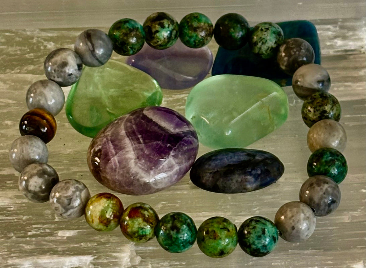 Reiki-Infused Tranquil Power Bracelet for Evolution, Grounding & Courageous Confidence (8mm - Large Wrists)