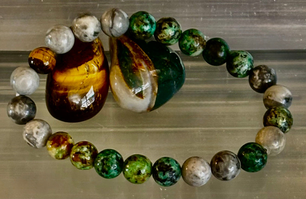 Reiki-Infused Tranquil Power Bracelet for Evolution, Grounding & Courageous Confidence (8mm - Large Wrists)