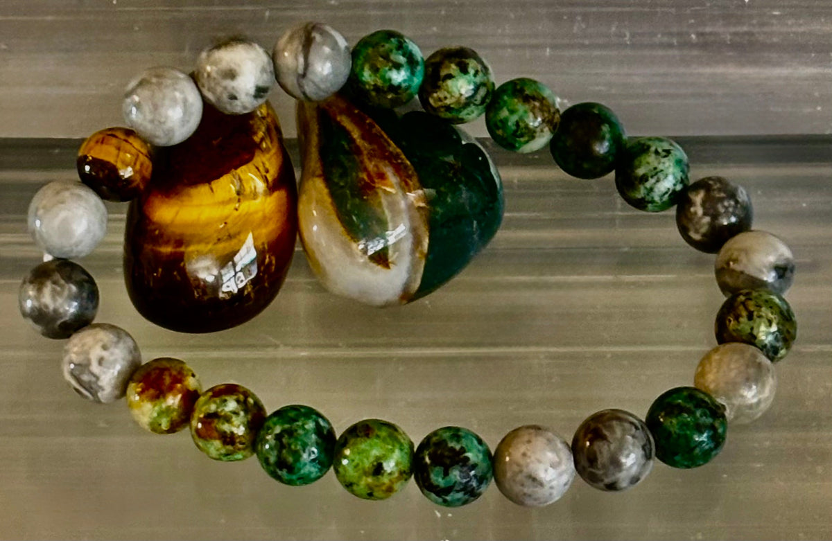 Reiki-Infused Tranquil Power Bracelet for Evolution, Grounding & Courageous Confidence (8mm - Large Wrists)