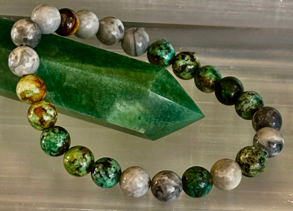 Reiki-Infused Tranquil Power Bracelet for Evolution, Grounding & Courageous Confidence (8mm - Large Wrists)