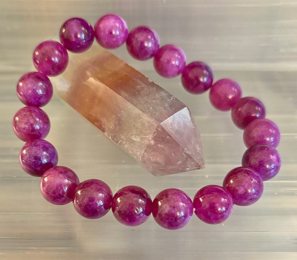 Reiki-Infused Natural Spodumene (Kunzite) Bracelet for Unconditional Love, Heart Chakra Healing & Emotional Balance (10mm)
