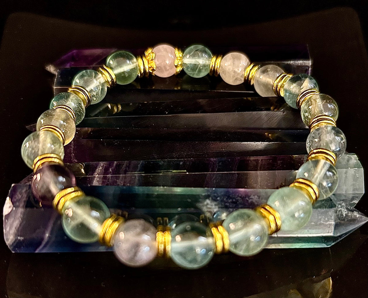 Find Your Calm with Our Inner Peace Rainbow Fluorite & Rose Quartz Bracelet