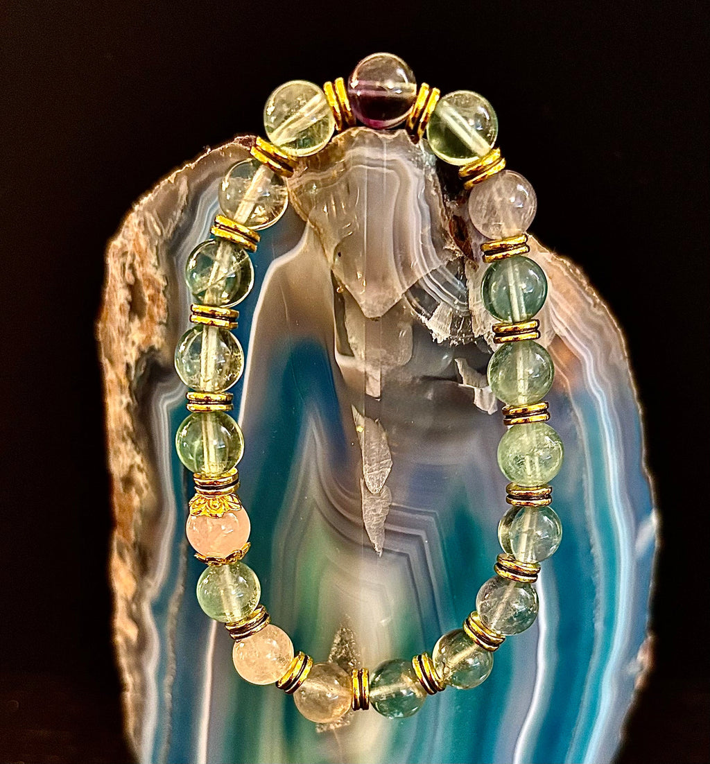 Find Your Calm with Our Inner Peace Rainbow Fluorite & Rose Quartz Bracelet