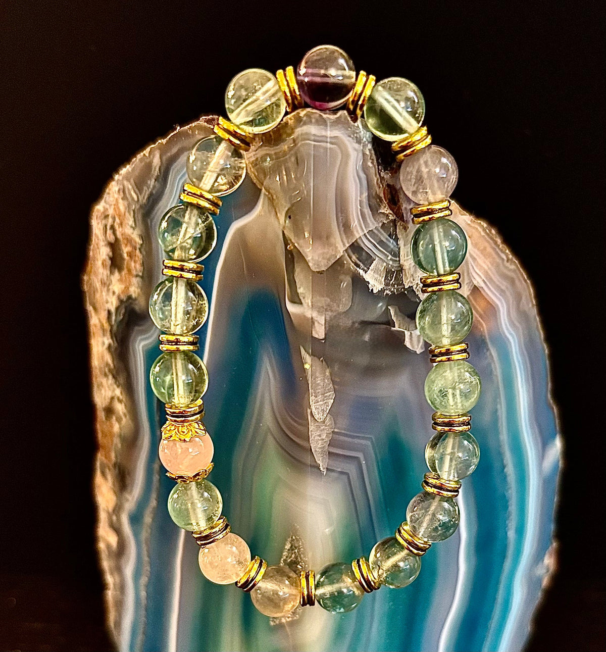 Find Your Calm with Our Inner Peace Rainbow Fluorite & Rose Quartz Bracelet