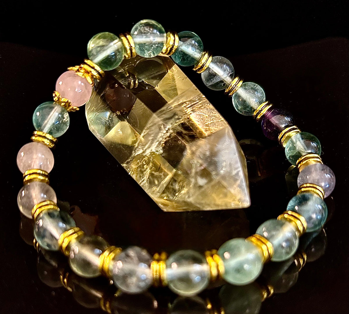 Find Your Calm with Our Inner Peace Rainbow Fluorite & Rose Quartz Bracelet